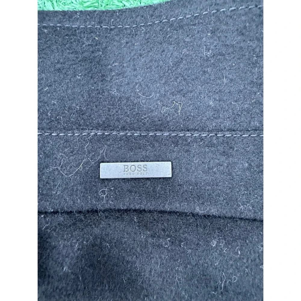 Hugo Boss Mens Black Wool Blend Stand Collar Car Coat Jacket Made in Ukraine